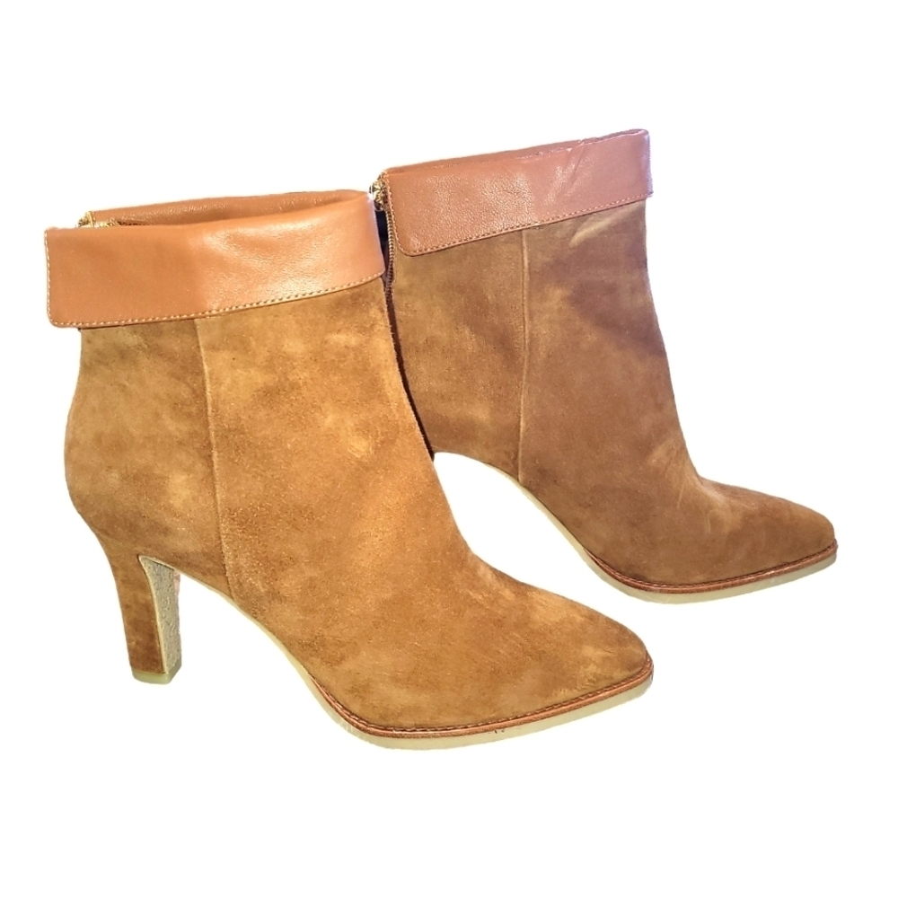 Lola Cruz cognac brown leather ankle booties EU 39 US 8.5